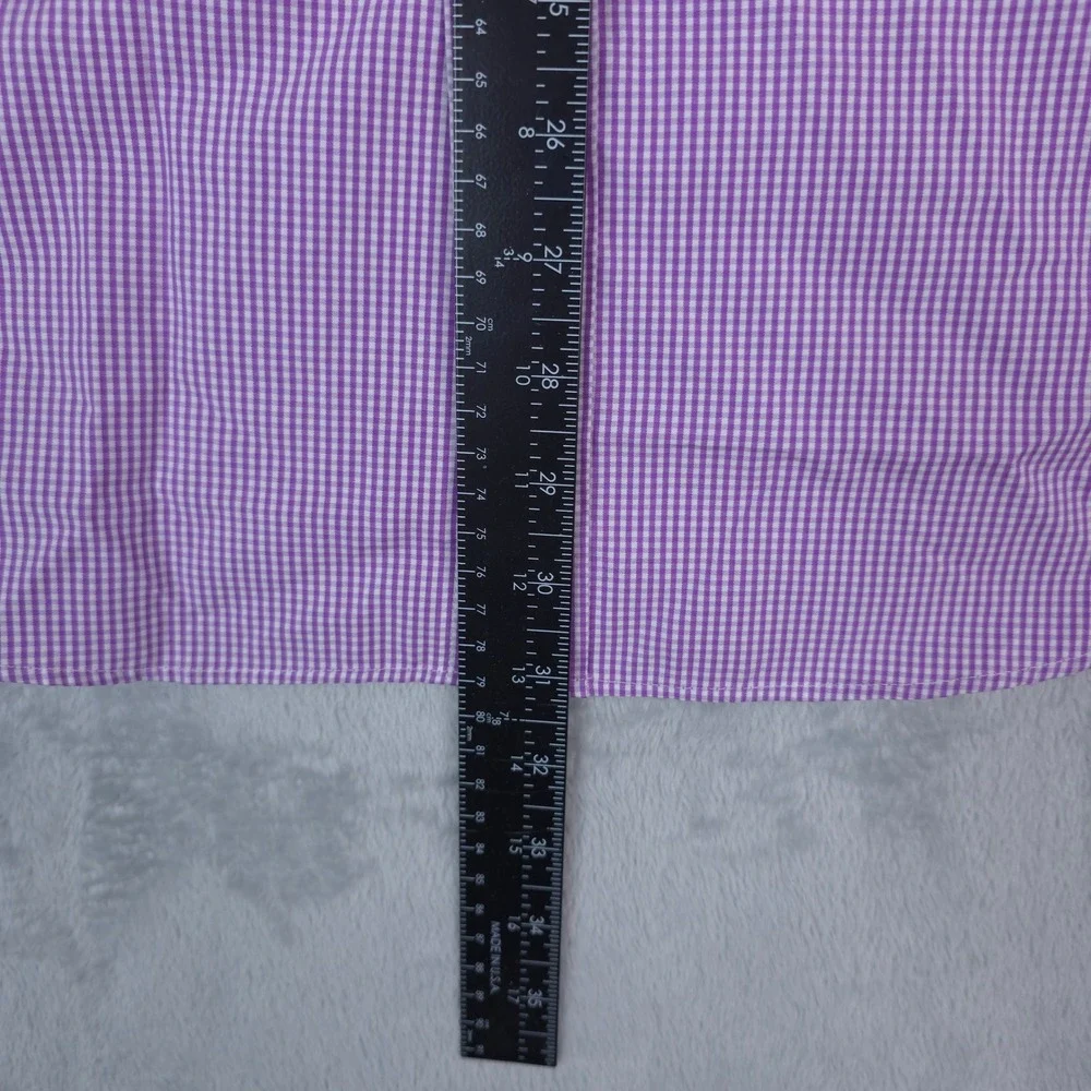 J. Crew Haberdashery Button Down Mens M 15-15.5 Purple White Gingham 80s 2-Ply